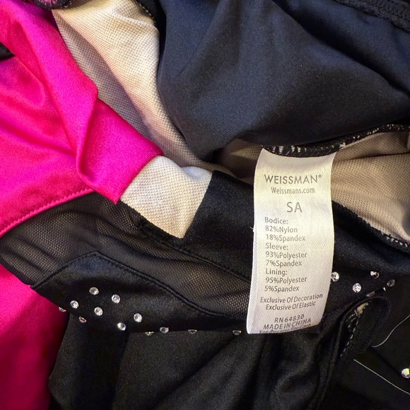 Weissman Illusion Two Tone Leotard Dance Costume Pink Black Size Adult Small NEW - Picture 6 of 10